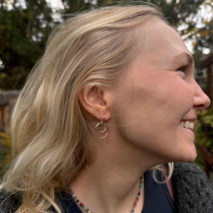 Silver in Gold Circle Earrings