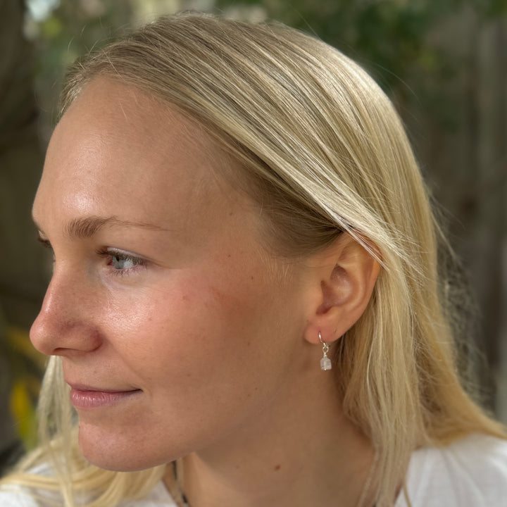 Tiny Stone Nugget Earrings