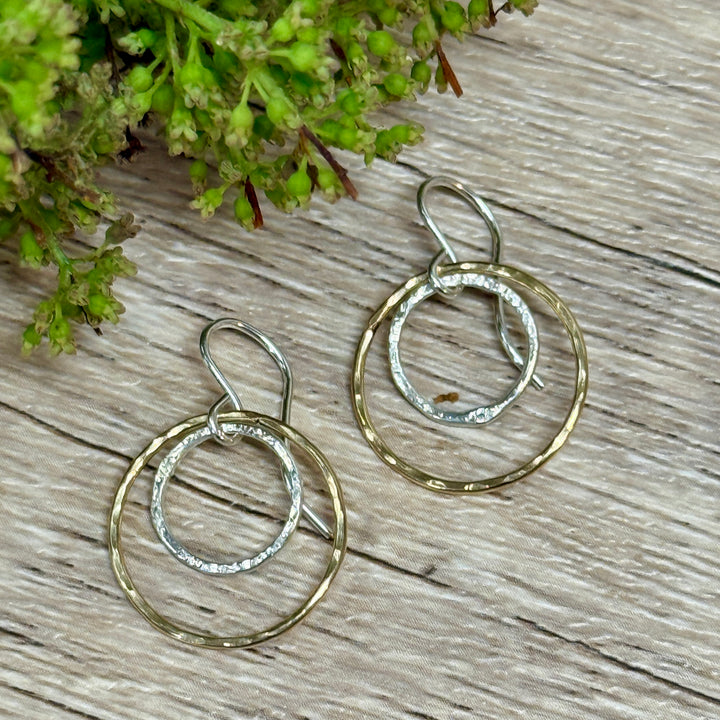 Silver in Gold Circle Earrings