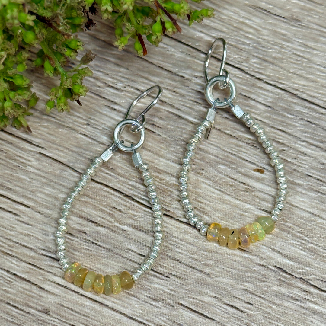 Ethiopian Opal Hoop Earrings