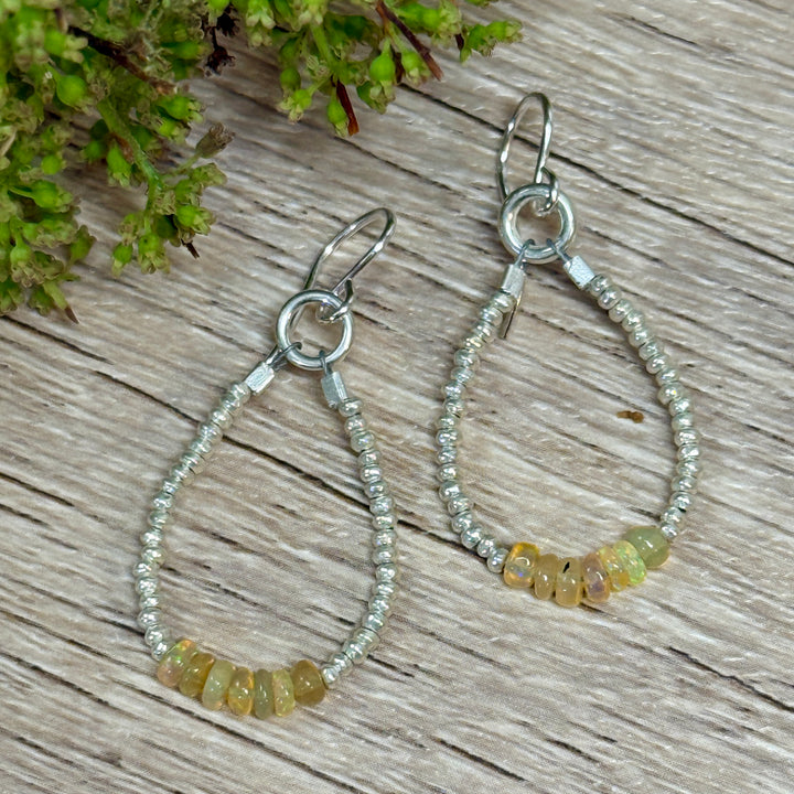 Ethiopian Opal Hoop Earrings