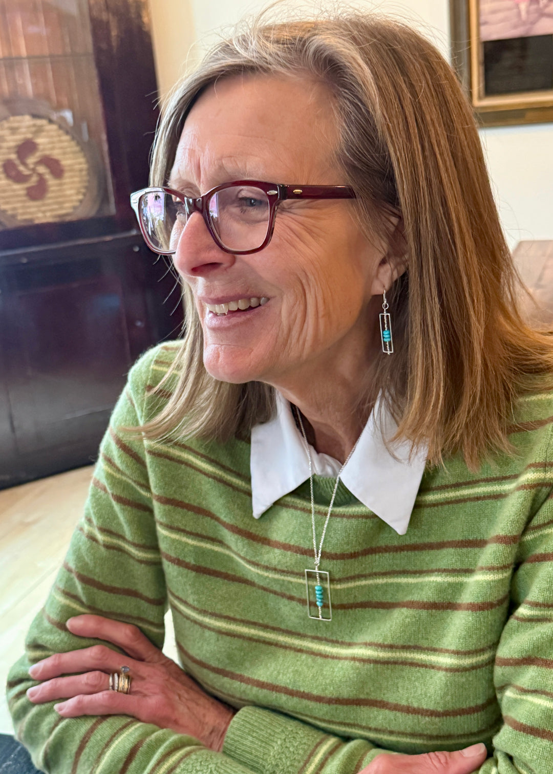 Prince Turquoise Long Rectangle Earrings