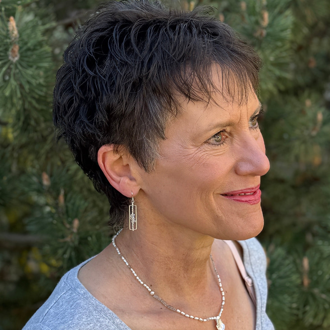 Herkimer Diamond Long Rectangle Earrings