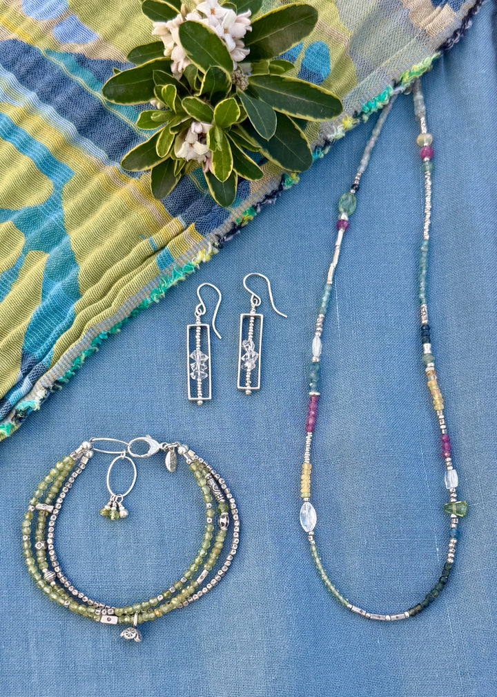 Herkimer Diamond Long Rectangle Earrings