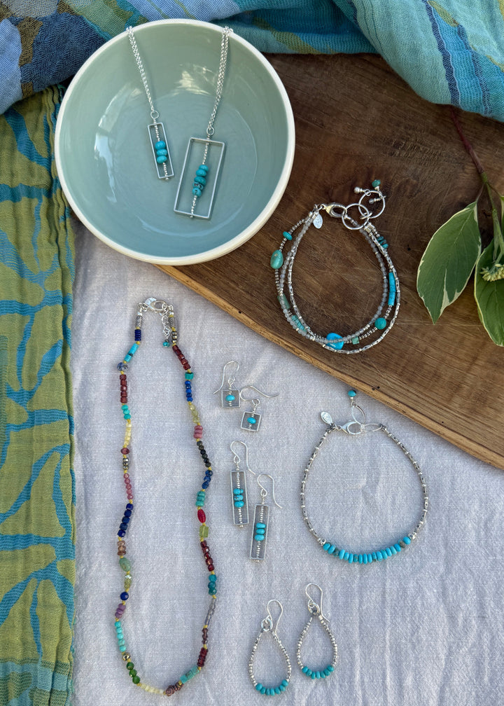 Prince Turquoise Long Rectangle Earrings