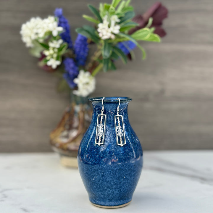 Herkimer Diamond Long Rectangle Earrings