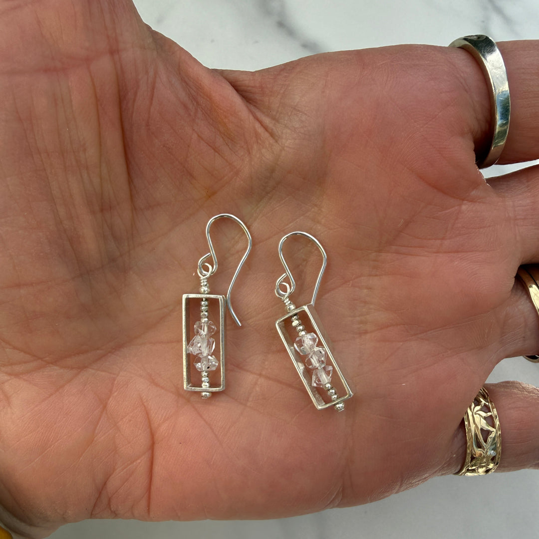 Herkimer Diamond Small Rectangle Earrings