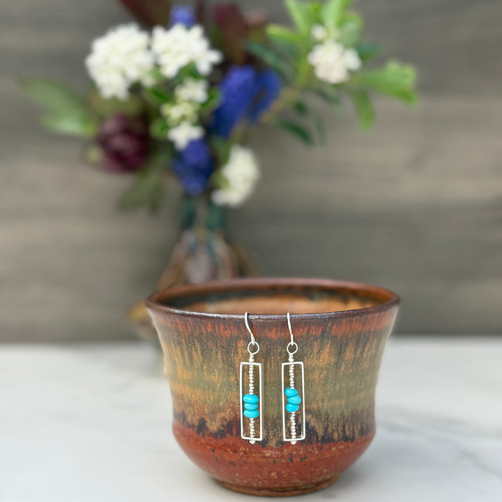 Prince Turquoise Long Rectangle Earrings