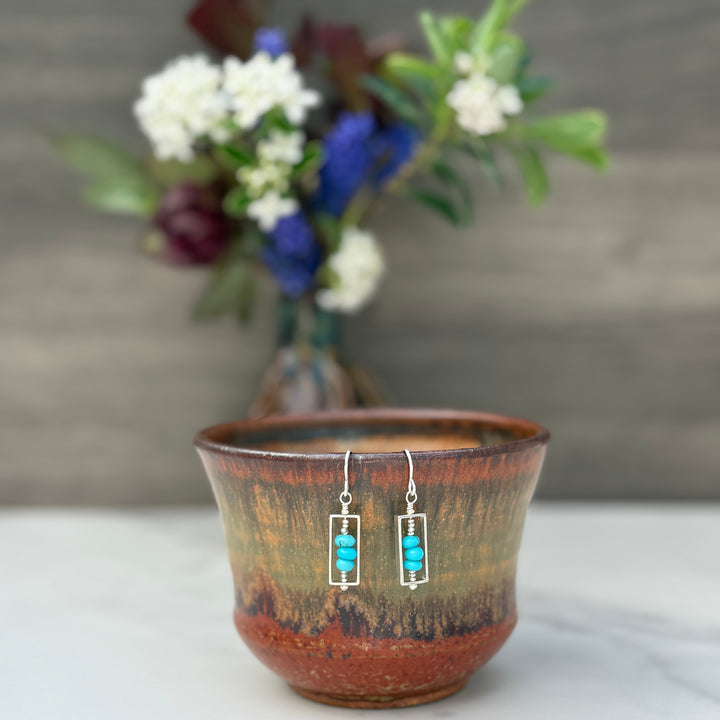 Prince Turquoise Small Rectangle Earrings