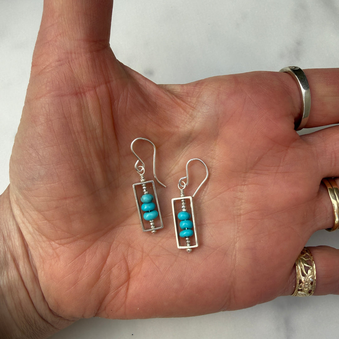 Prince Turquoise Small Rectangle Earrings