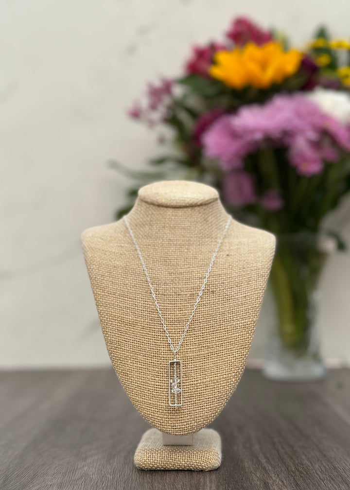 Herkimer Diamond Small Rectangle Necklace
