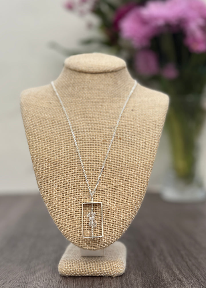 Herkimer Diamond Medium Rectangle Necklace