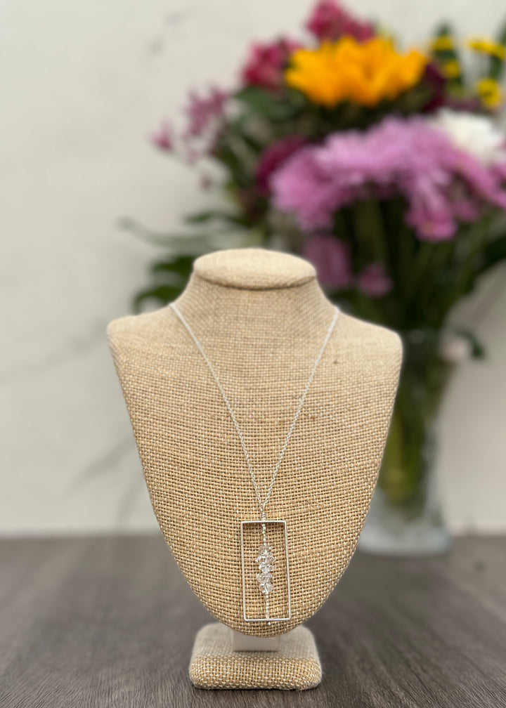 Herkimer Diamond Large Rectangle Necklace