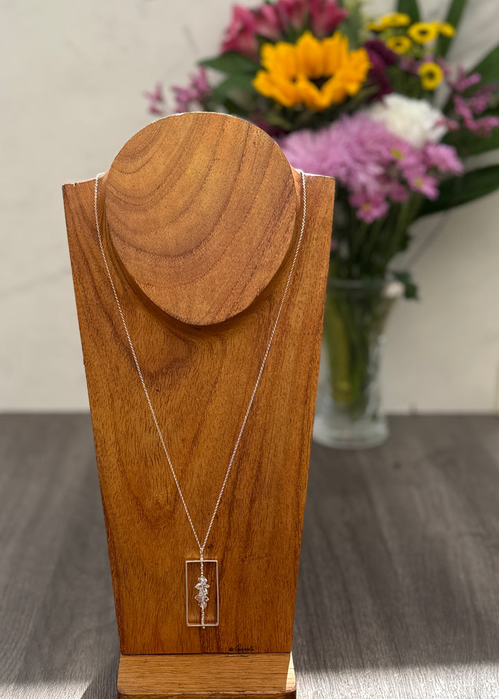 Herkimer Diamond Large Rectangle Necklace