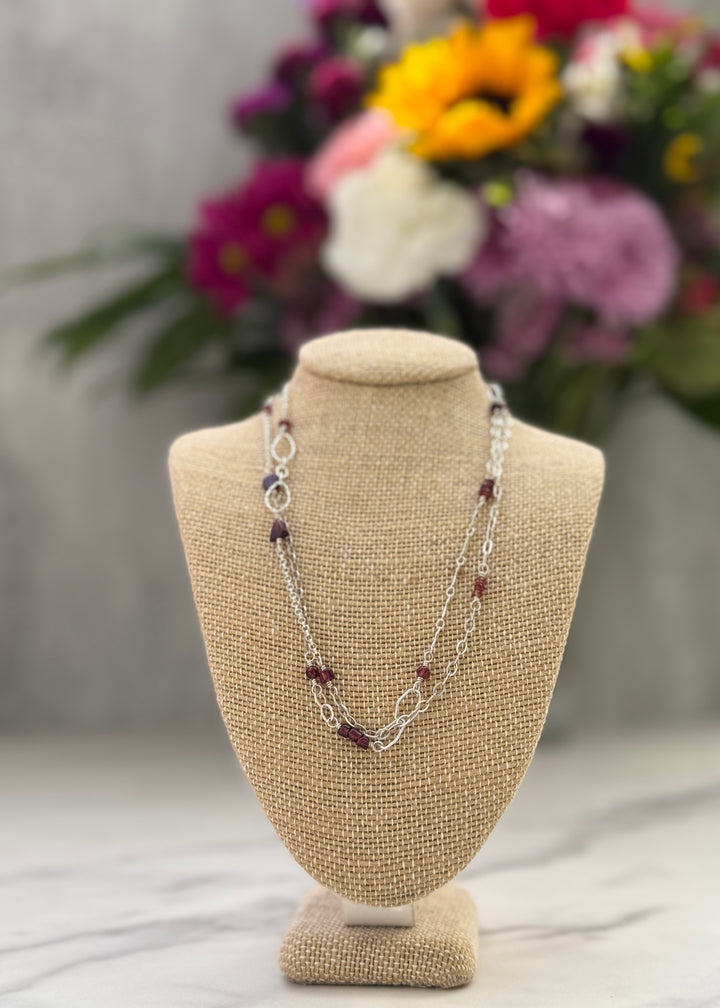 Garnet Double Strand Choker Necklace