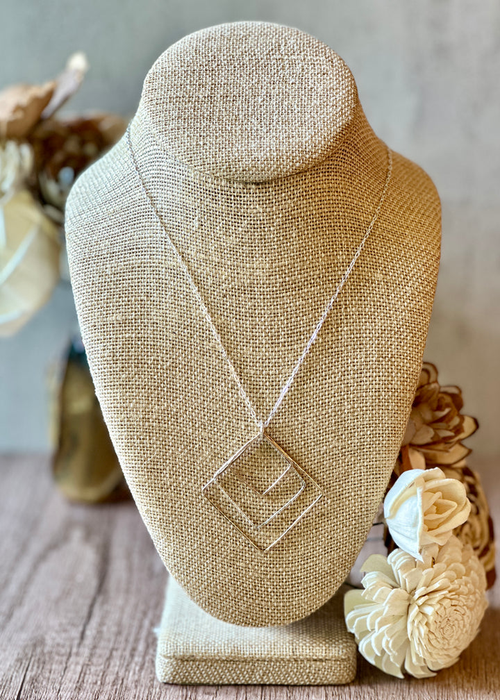 Gold in Silver Squares Necklace