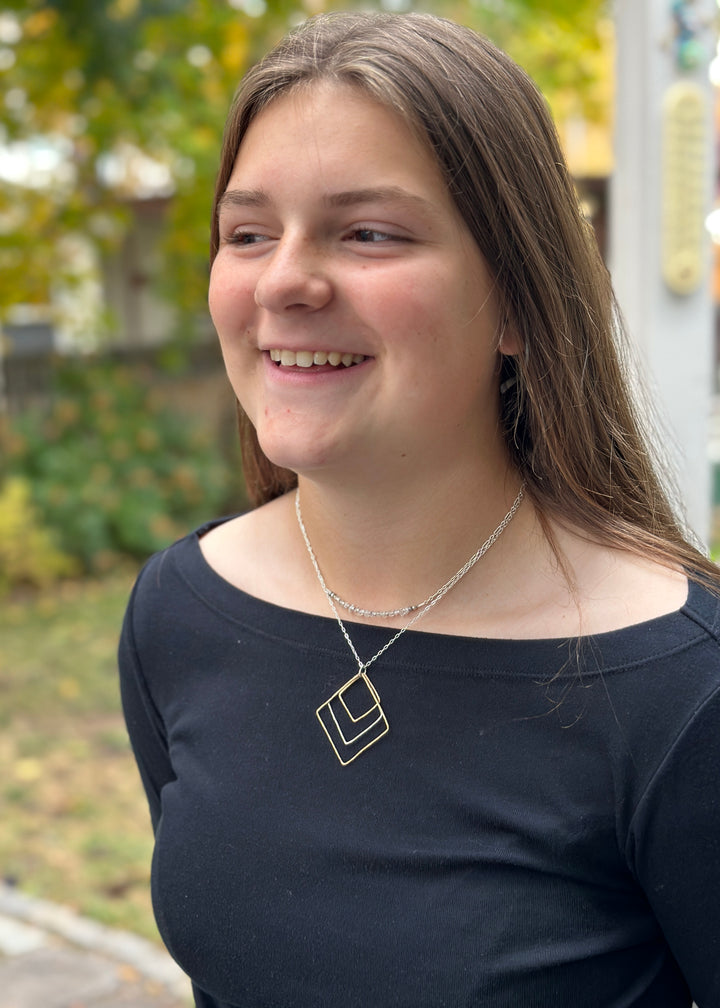 Gold in Silver Squares Necklace