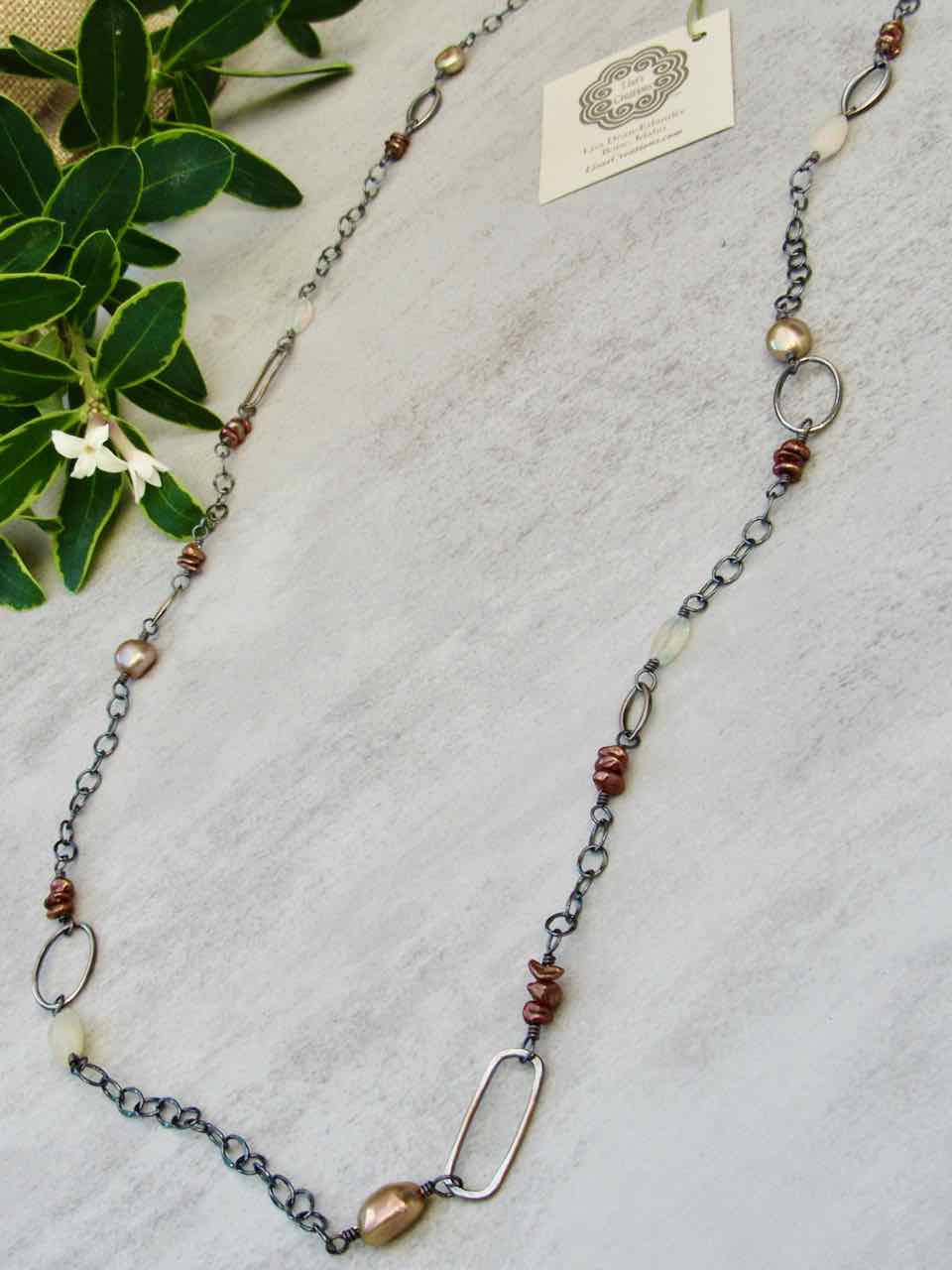 Pearl and Opal Linked Necklace