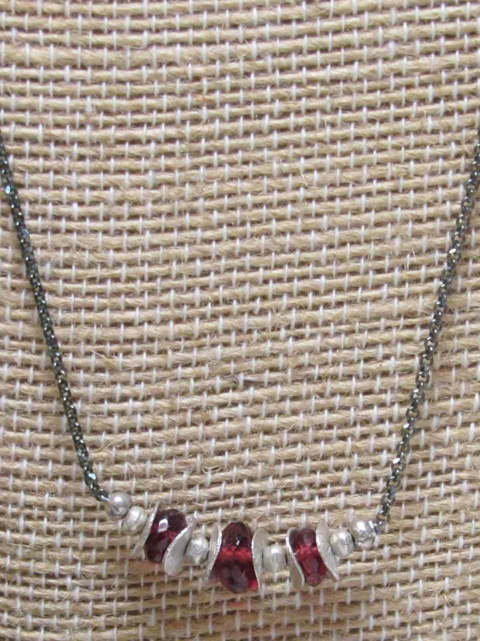 Garnet Disc Necklace