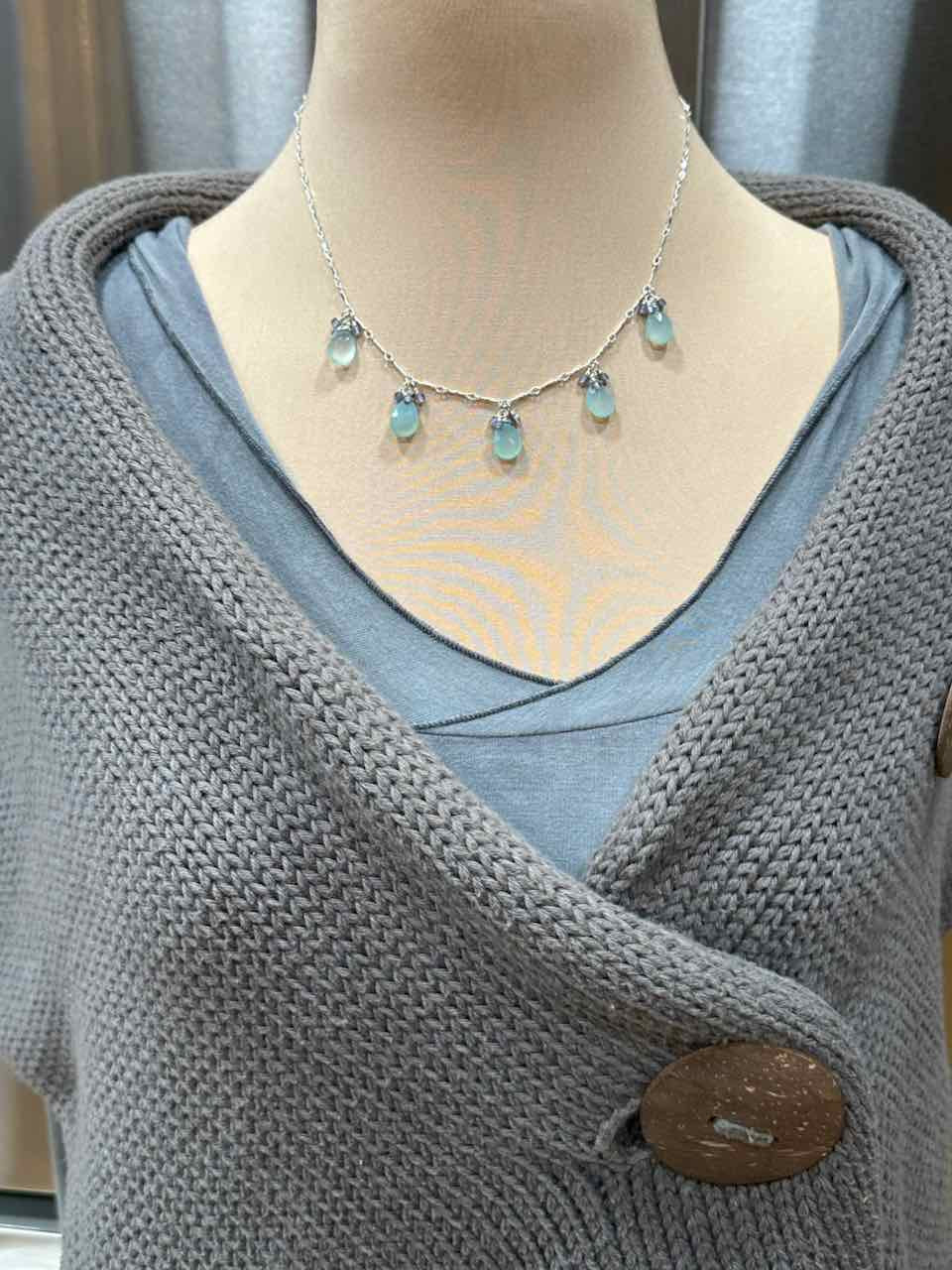 Chalcedony Drop Necklace