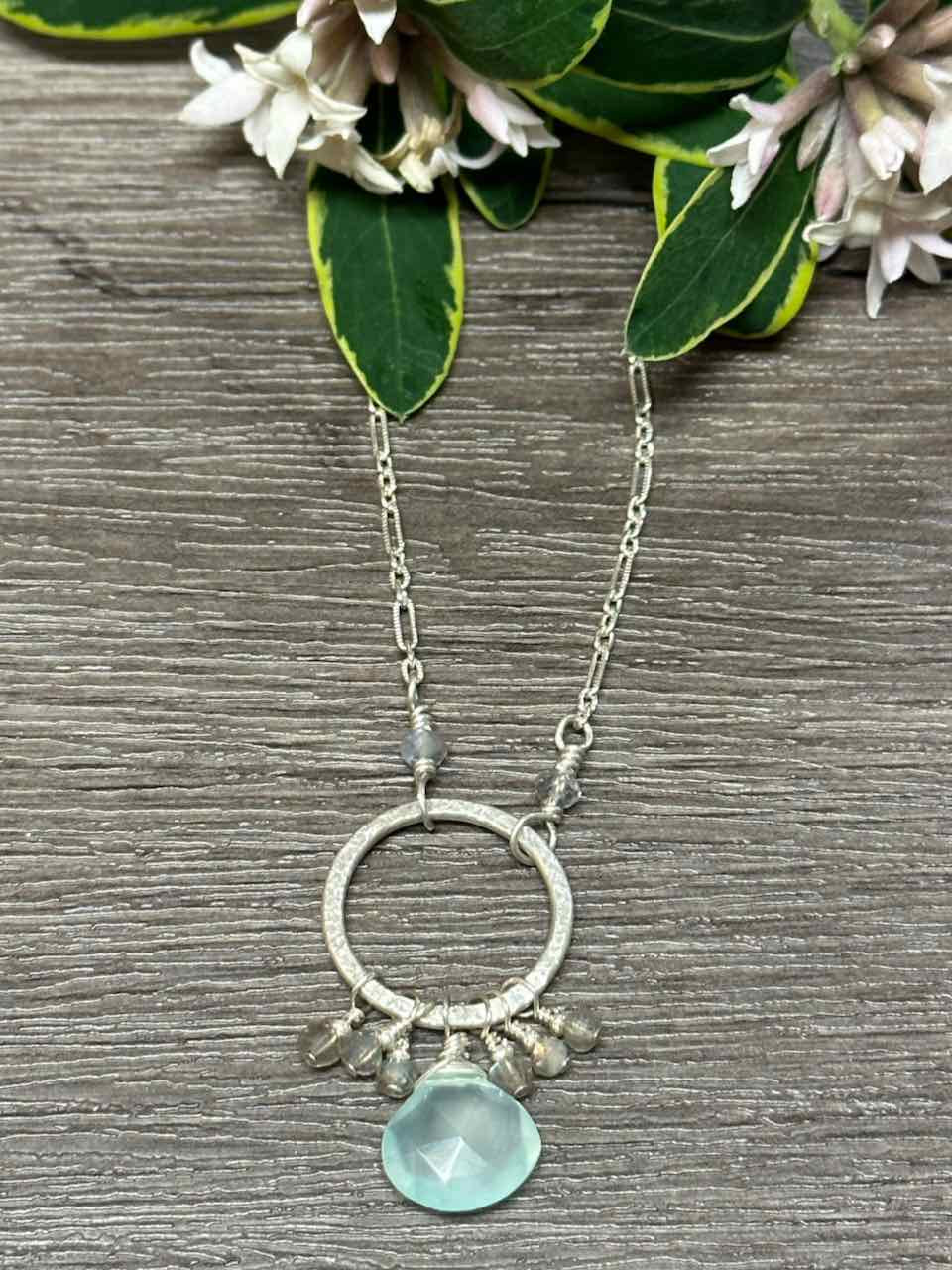 Gemstone Circle Fringe Necklace