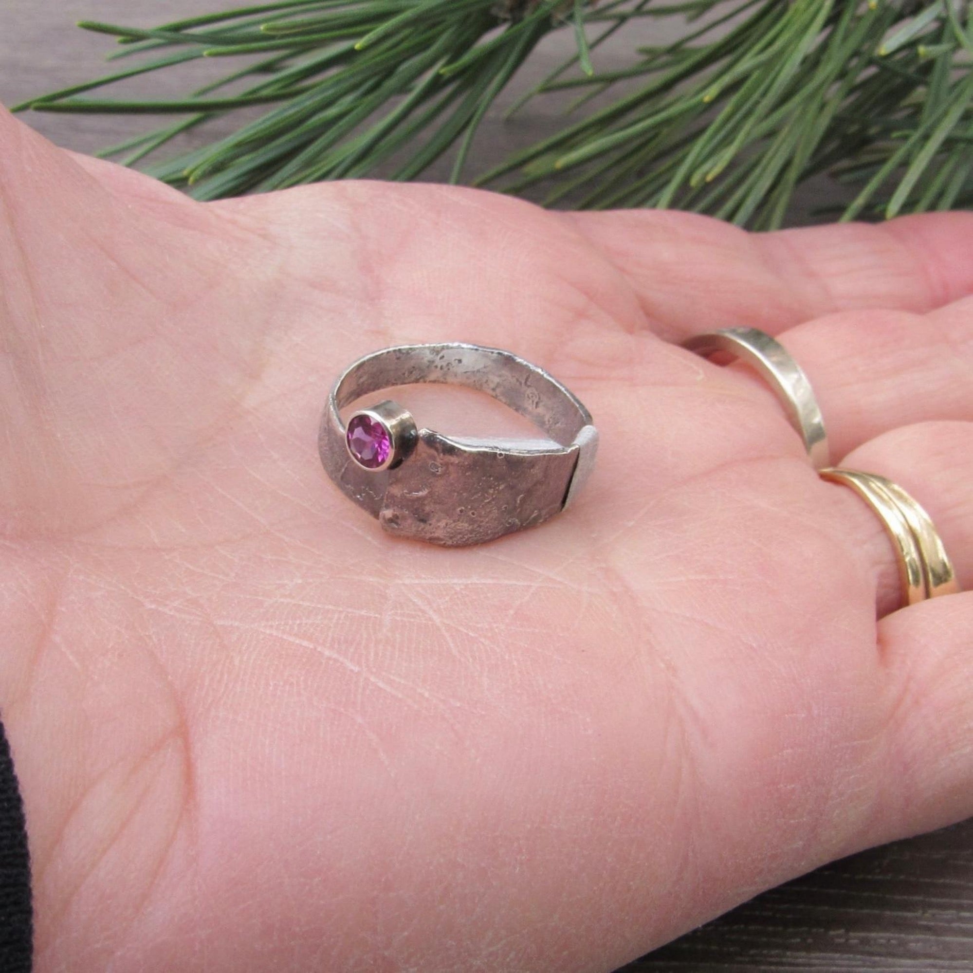 Rhodolite Garnet Organic Ring