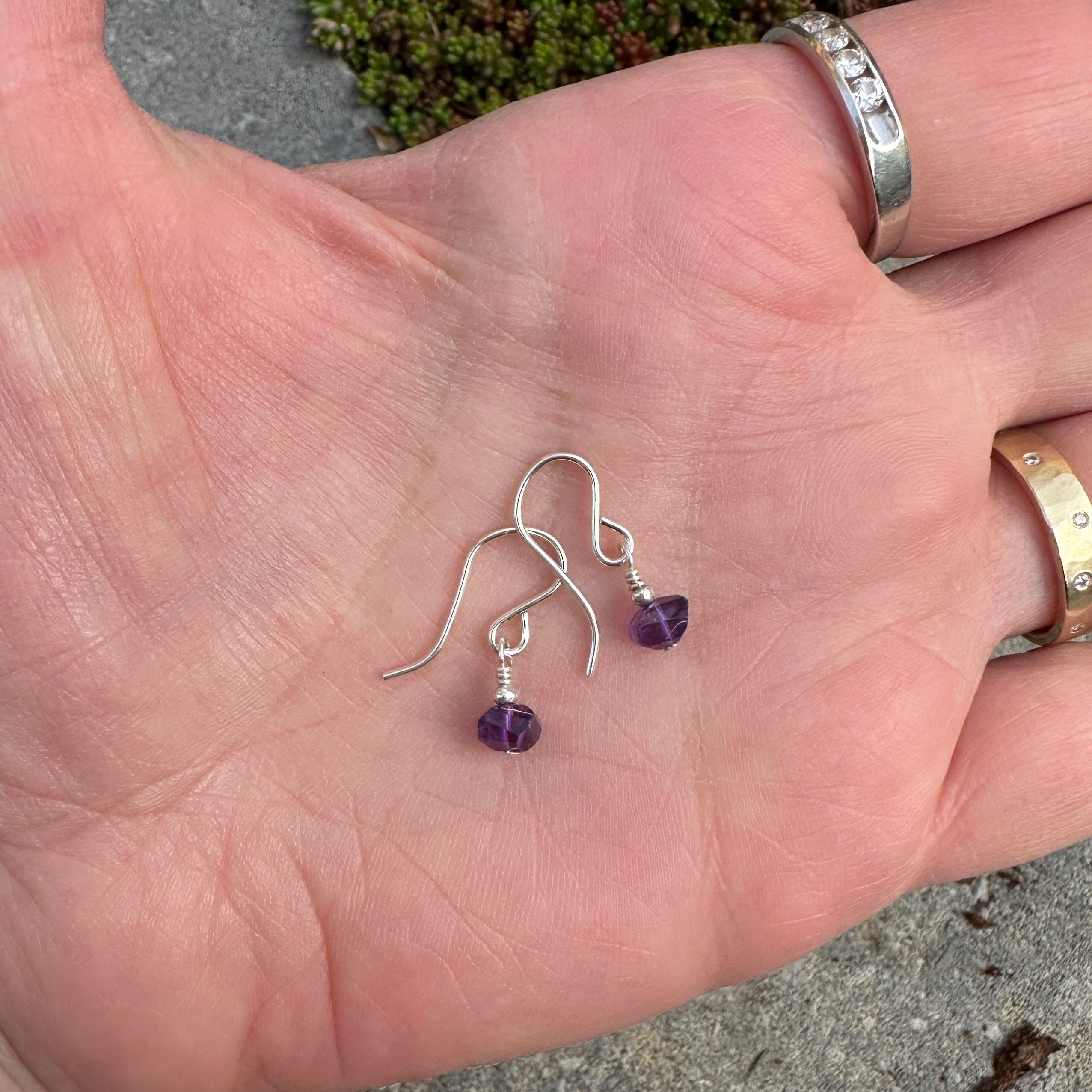 Tiny Stone Nugget Earrings