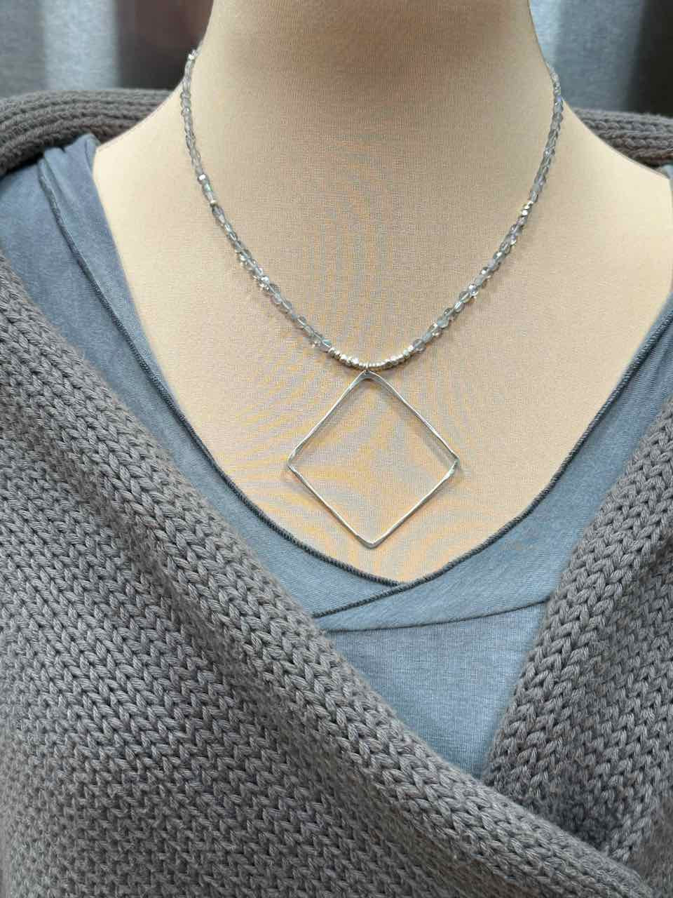 Labradorite Square Necklace