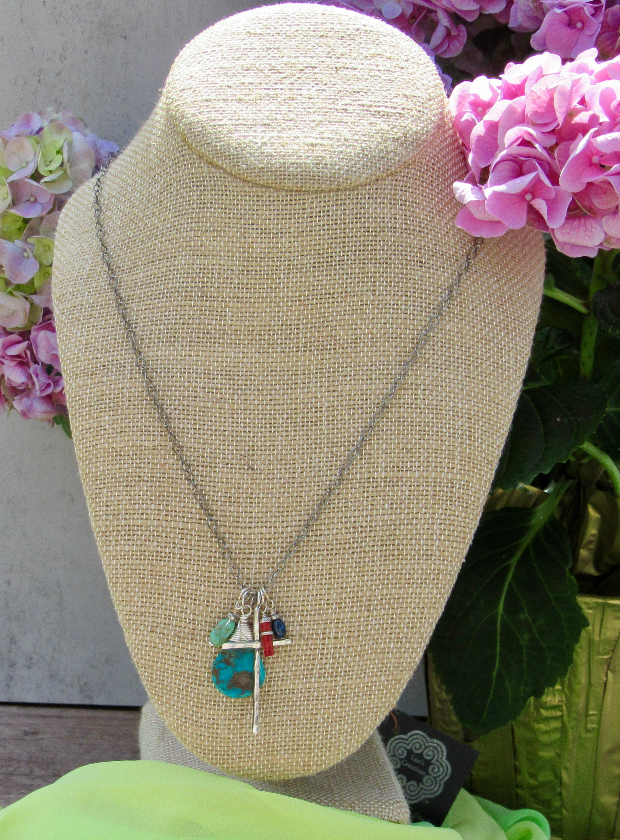 Turquoise Cross Charm Necklace