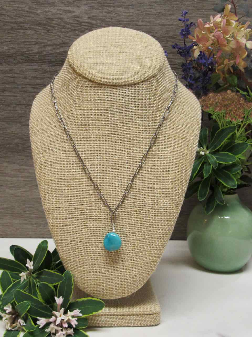 Turquoise Paperclip Necklace