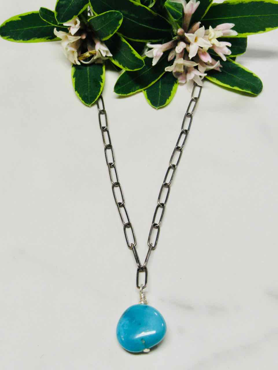 Turquoise Paperclip Necklace