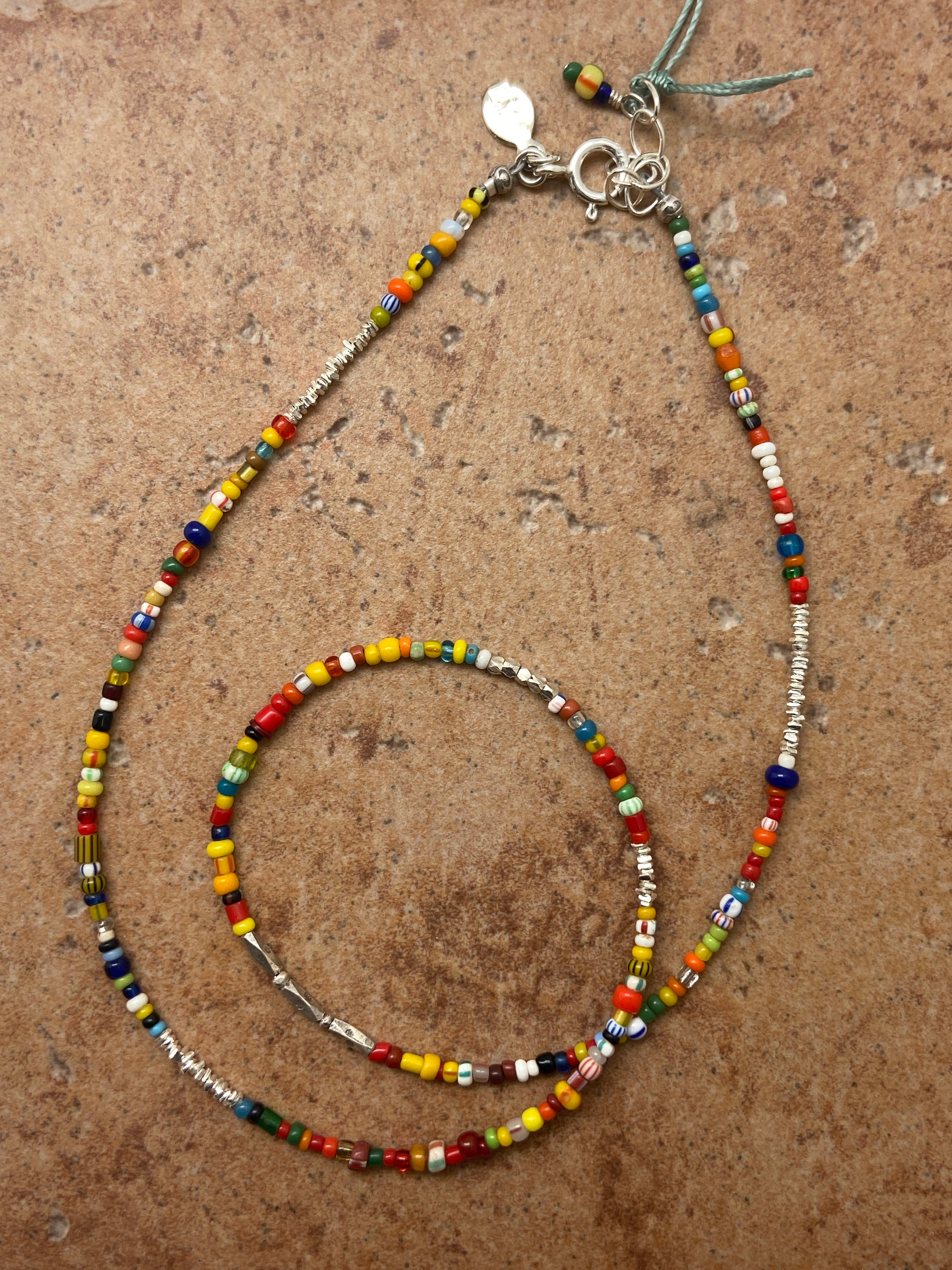 African Trade Bead Choker Necklace