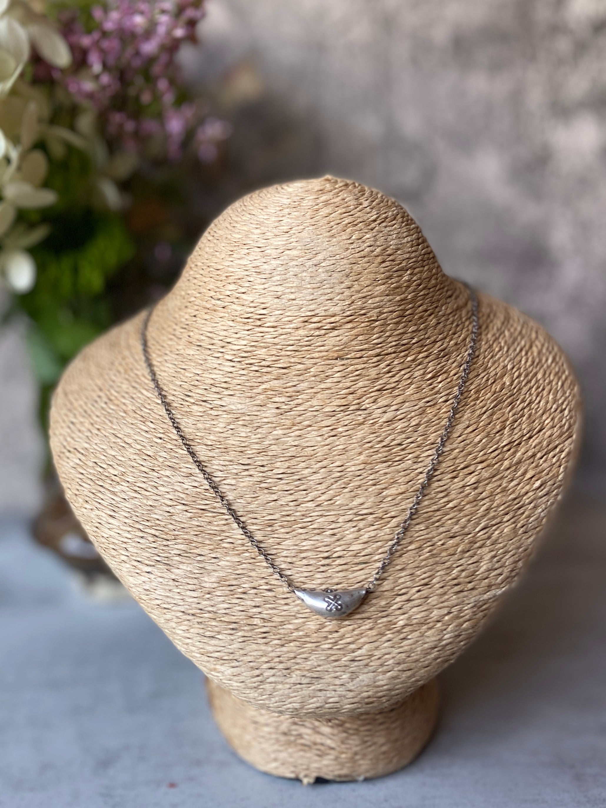 Folded Silver Charm Necklace