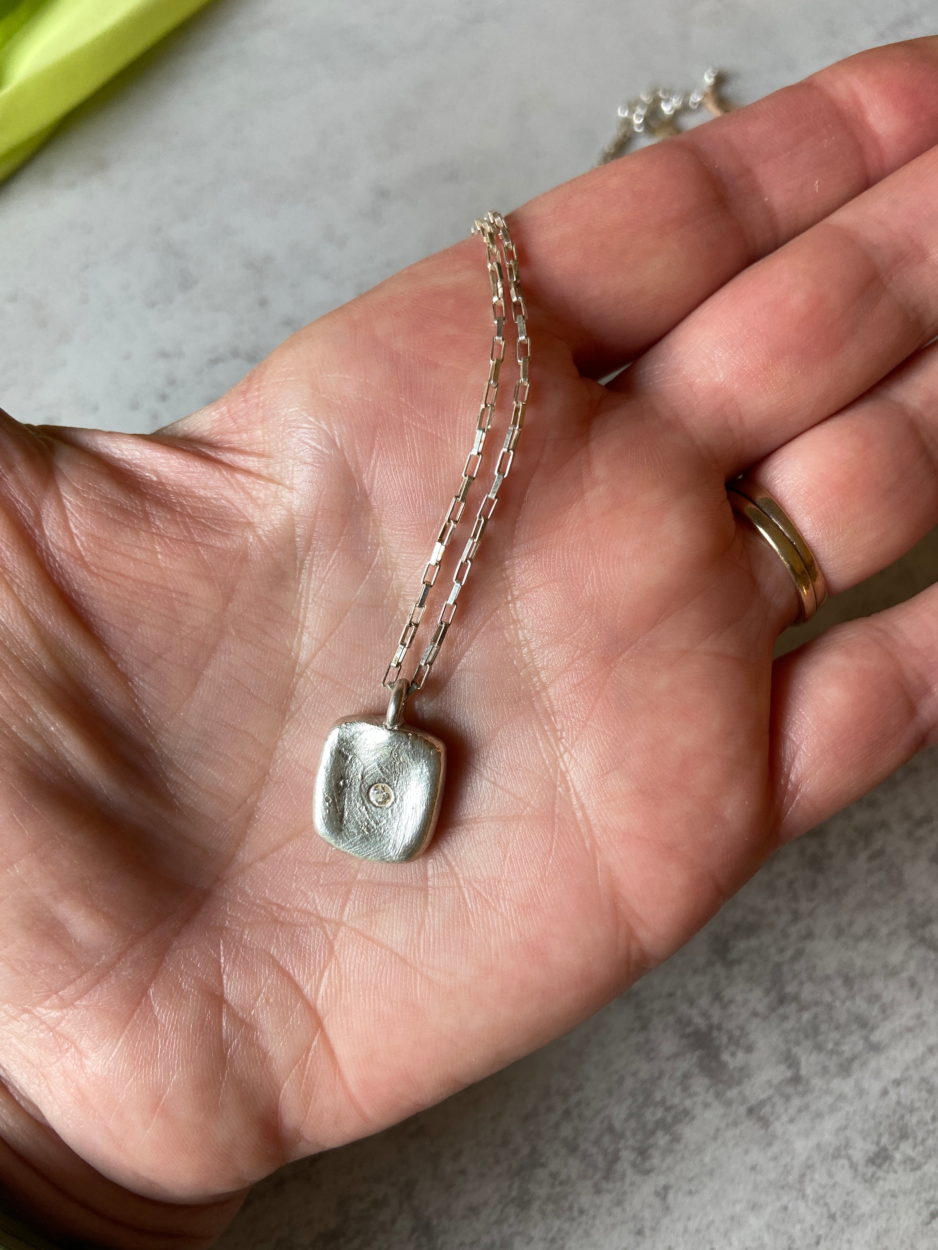 White Sapphire Silver Clay Necklaces