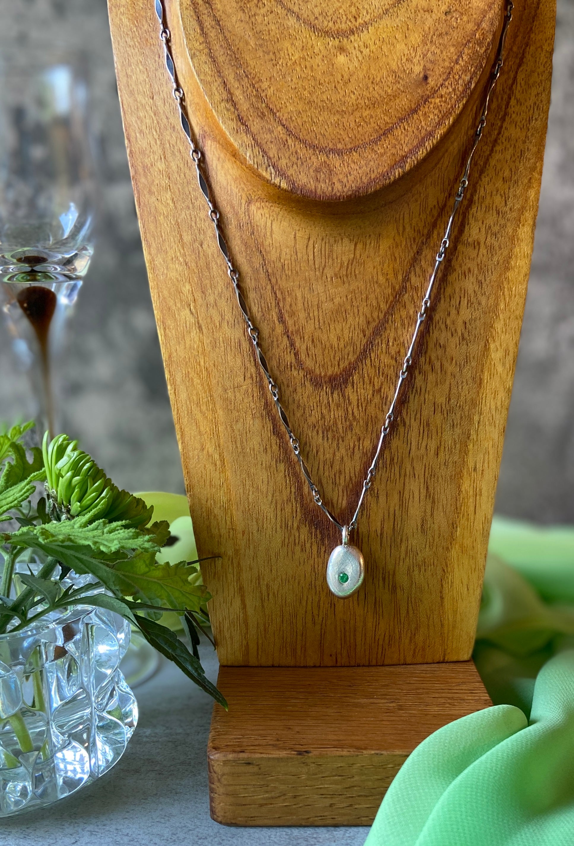 Emerald Green Tvasorite Garnet Pendant Necklaces