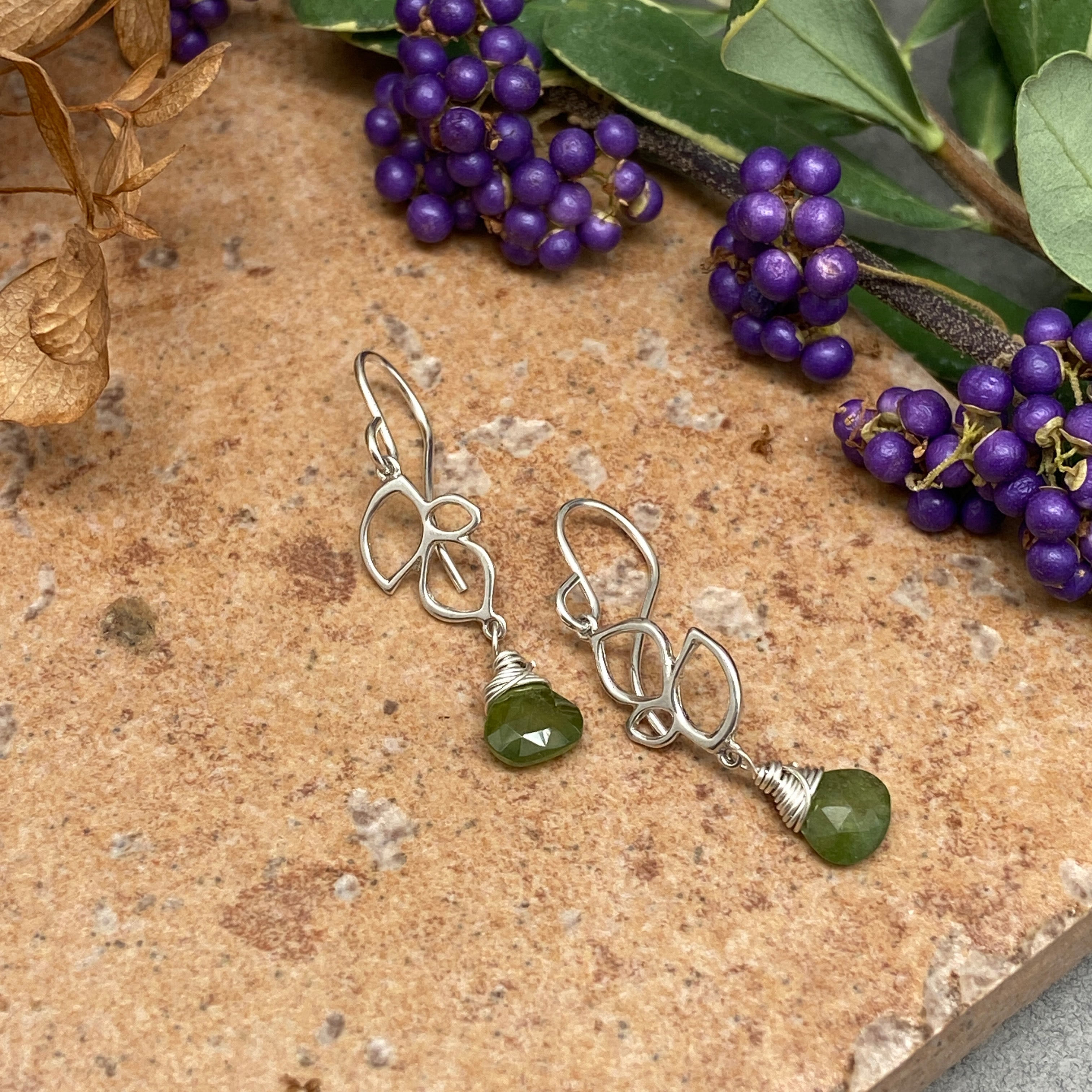 Gem Leaf Earrings