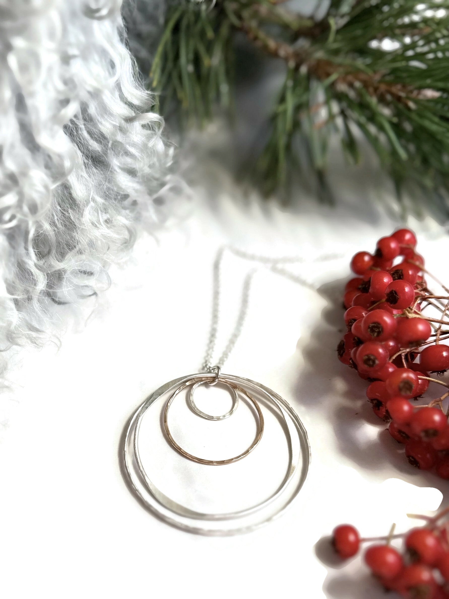 Gold in Silver Circles Necklace