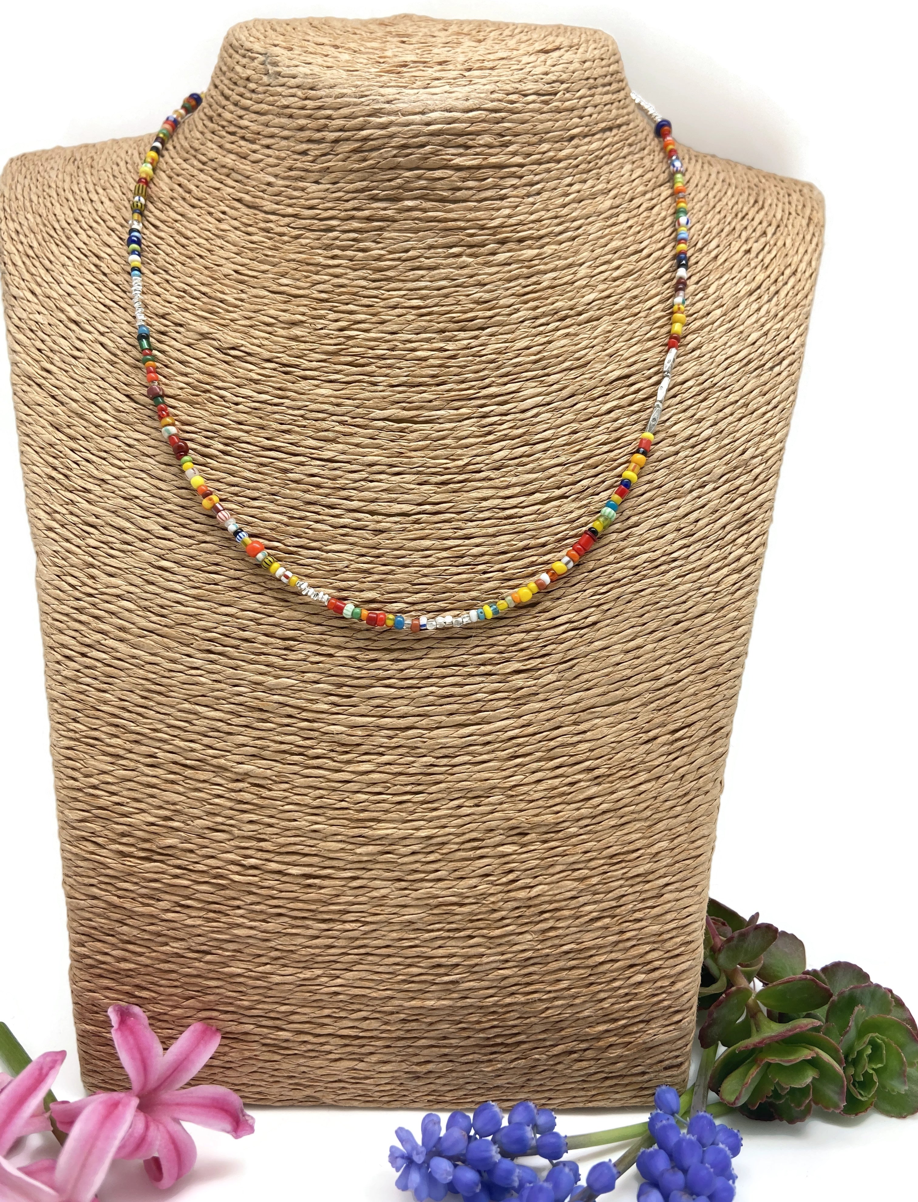 African Trade Bead Choker Necklace